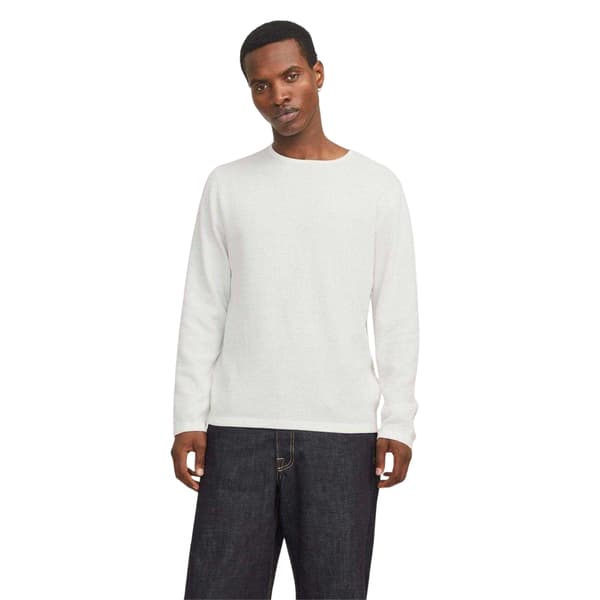 Jack And Jones Herr Flatstickad Tröja med Rund Hals L Cloud Dancer Cloud Dancer L
