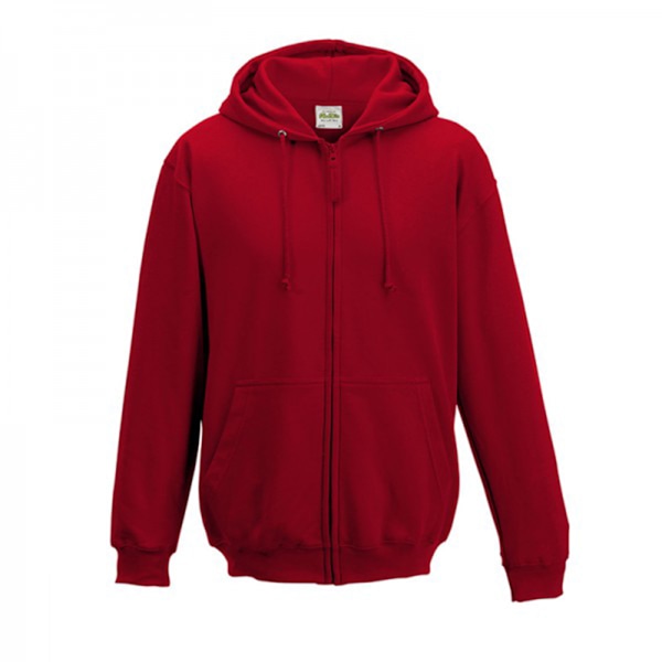 Awdis Plain Mens Hooded Full Zip Hoodie / Zoodie L Fire Red Fire Red L