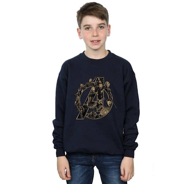 Marvel Boys Avengers Infinity War Marvel Logo Sweatshirt 9-11 år Navy Blue 9-11 Years