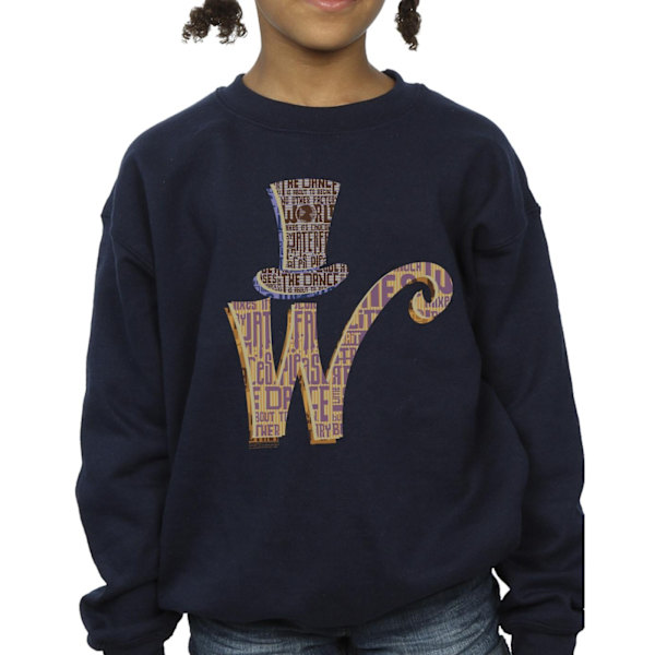 Willy Wonka Girls W Logo Hat Sweatshirt 9-11 år Marinblå Navy Blue 9-11 Years