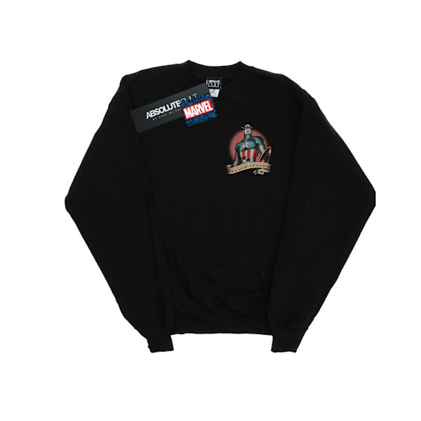 Marvel Dam/Kvinnor Captain America Tatuering Brösttryck Sweatshirt Black L