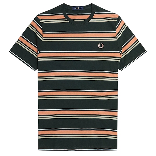 Fred Perry Herr Randig T-shirt S Grön Green S