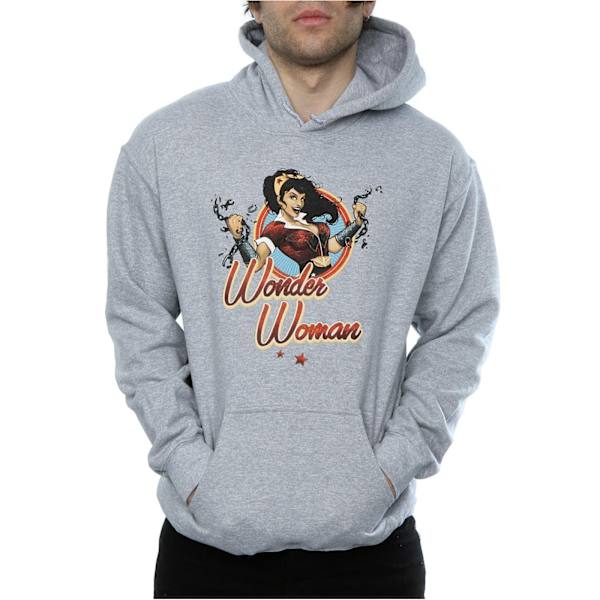 DC Comics Herr DC Bombshells Wonder Woman Badge Hoodie XXL Värme Heather Grey XXL