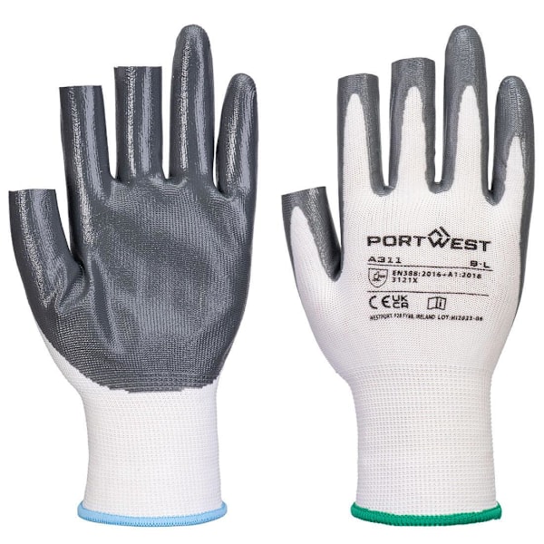 Portwest A311 Nitril 3 Fingerlös Handske (12-pack) L Vit/G White/Grey L