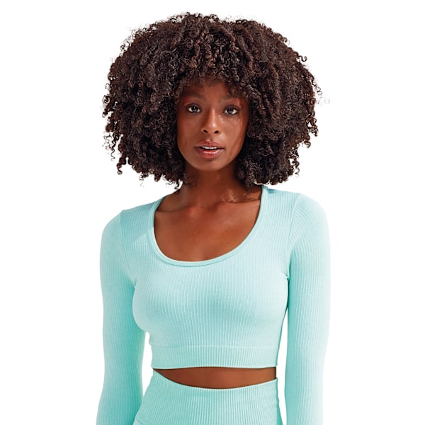 TriDri Dam/Kvinnor Ribbade Sömlösa 3D Crop Top S Pepparmint Peppermint S