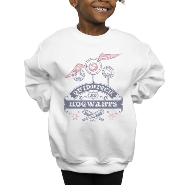 Harry Potter Quidditch på Hogwarts Sweatshirt för flickor 9-11 år White 9-11 Years