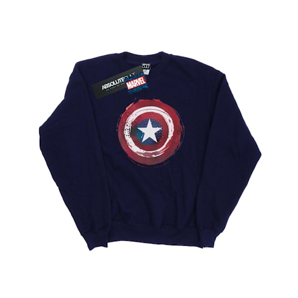 Marvel Girls Captain America Splatter Shield Sweatshirt 7-8 år Navy Blue 7-8 Years