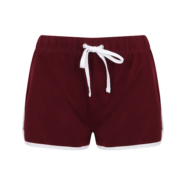 Skinni Fit Dam/Dam Retro Shorts 12 UK Bourgogne/Vit Burgundy/White 12 UK