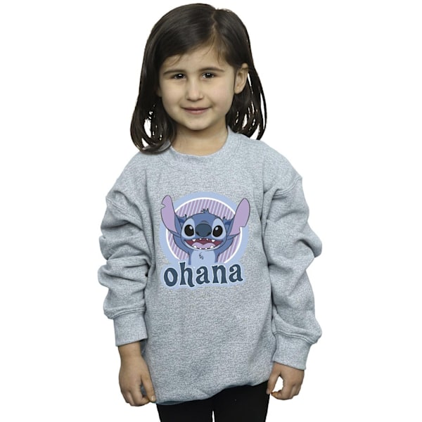 Disney Girls Lilo And Stitch Ohana Circle Sweatshirt 7-8 år Sports Grey 7-8 Years