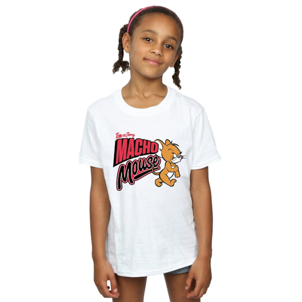 Tom And Jerry Girls Macho Mouse Bomull T-shirt 12-13 År Vit White 12-13 Years