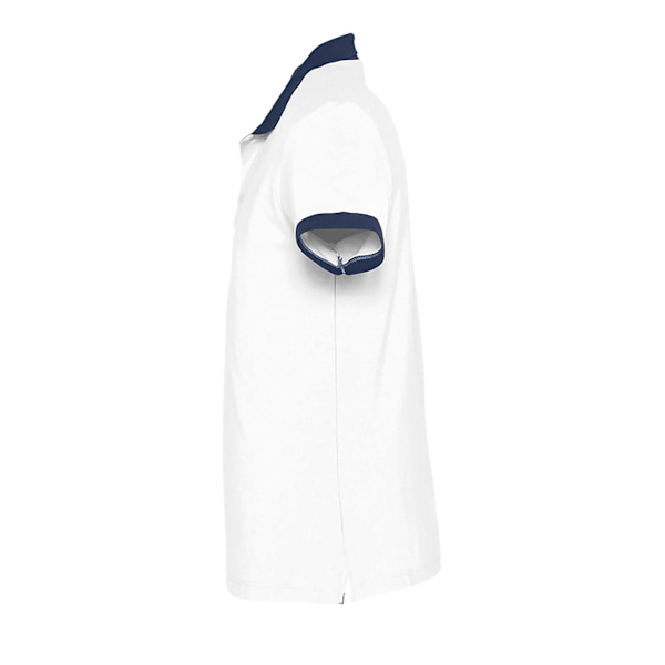 SOLS Prince Unisex Kontrast Pique Kortärmad Bomull Polotröja White/French Navy XXL
