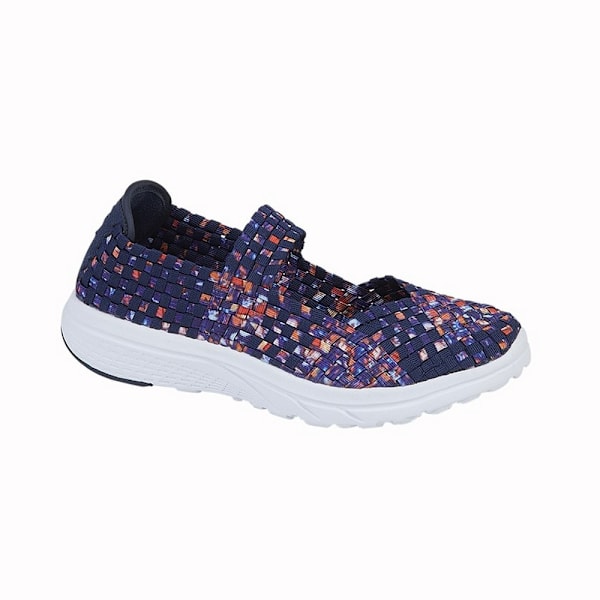 Dek Dam/Kvinna Elastiska Interlaced Bar Skor 6 UK Lila/ Purple/Navy 6 UK