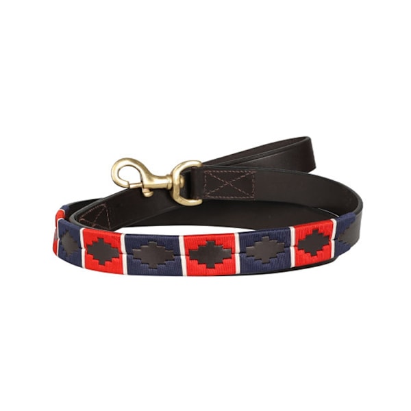Benji & Flo Sublime Polo Läder Hundkoppel 115cm x 2cm Röd/Marin/ Red/Navy/White 115cm x 2cm