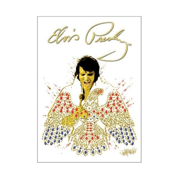 Elvis Presley American Eagle Postcard 150mm x 105mm Vit/Guld White/Gold 150mm x 105mm