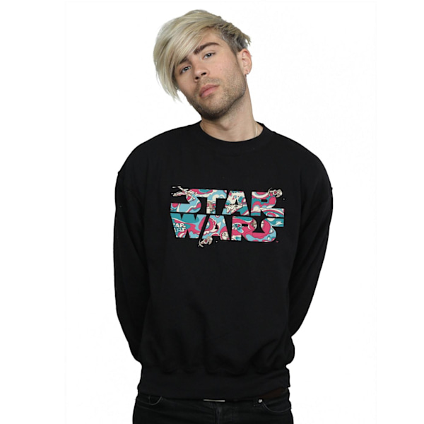 Star Wars Wavy Ship Logo Sweatshirt för män 5XL Svart Black 5XL