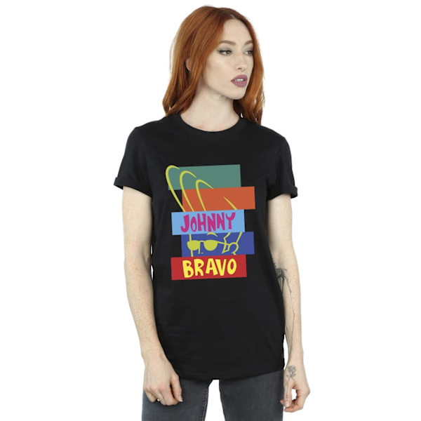 Johnny Bravo Dam/Damer Rektangul Pop Art Bomull Boyfriend T-shirt Black L