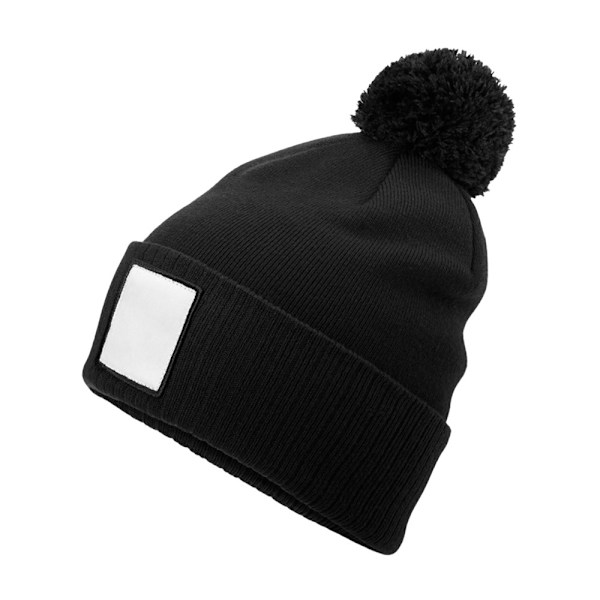 Beechfield Pom Pom Applikation Patch Mössa One Size Svart/Vit Black/White One Size