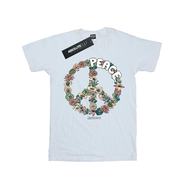 Woodstock Girls Floral Peace Bomull T-shirt 9-11 år Vit White 9-11 Years