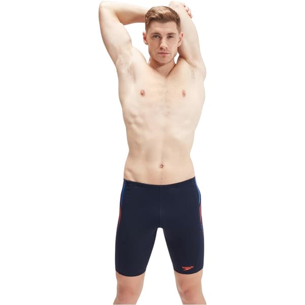 Speedo Herr Stripe Textile Technical Jammer Shorts 26R Marinblå/Orange Navy/Orange 26R