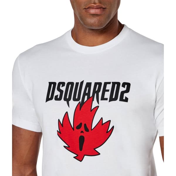 DSquared2 Herr Ghost Maple Leaf Cool Fit T-Shirt M Vit White M
