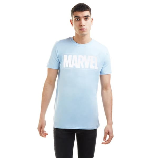 Marvel Herr Logo T-Shirt L Himmelsblå Sky Blue L
