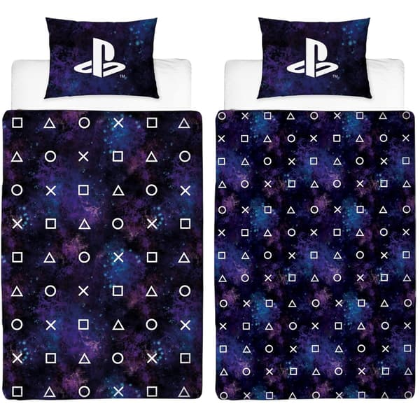 Playstation Kontrollknappar Vändbart Påslakanset Enkelt Blå Blue/White Single