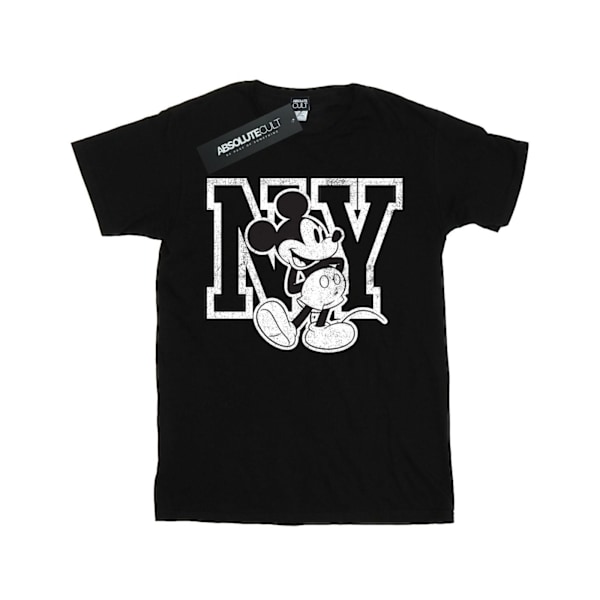 Disney Womens/Ladies Mickey Mouse NY Kicking Cotton Boyfriend T Black L