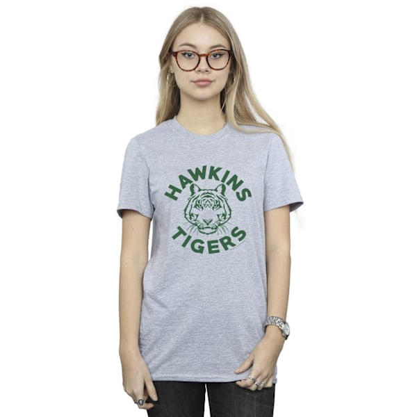 Netflix Dam/Kvinnor Stranger Things Hawkins Tigers Bomull Boyfriend T-Shirt Sports Grey L