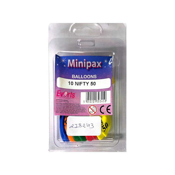 Everts Nifty 50 Latexballonger (10-pack) En Storlek Flerfärgad Multicoloured One Size
