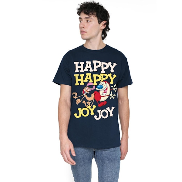 Ren & Stimpy Herr Happy Happy Joy Joy T-Shirt L Marinblå Navy L