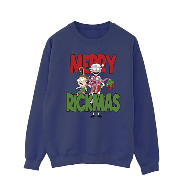 Rick And Morty Herr Merry Rickmas Sweatshirt L Marinblå Navy Blue L