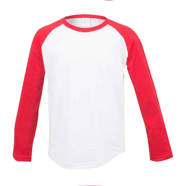 SF Minni Barn/Kids Långärmad Baseboll T-shirt 5-6 År White/Red 5-6 Years