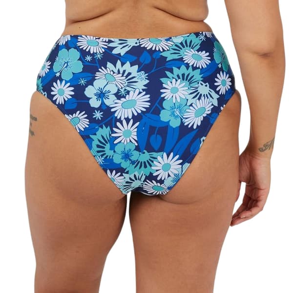 Brave Soul Dam/Kvinnor Bikiniunderdel med hög midja och heltäckande tryck Blue 22 UK