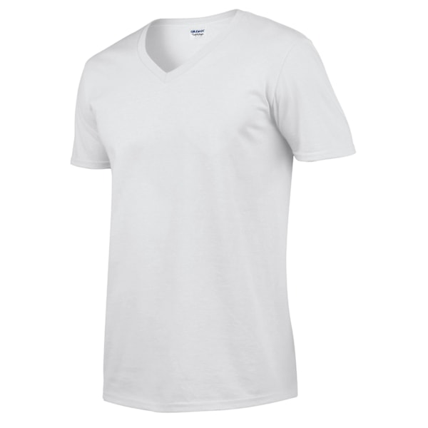 Gildan Unisex V-ringad T-shirt Softstyle, Storlek M, Vit White M