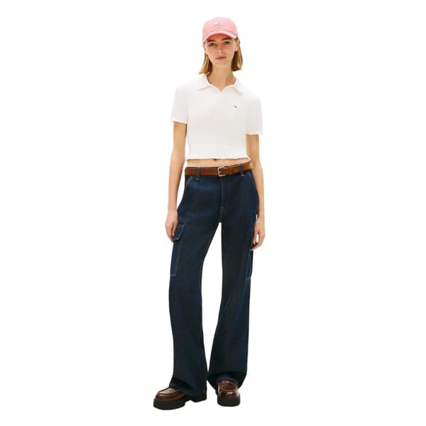 Tommy Jeans Dam Logotyp Pikétröja 10 UK Vit White 10 UK