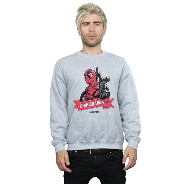 Marvel Deadpool Chimichanga Finger Sweatshirt XXL Sports G - Herr Sports Grey XXL
