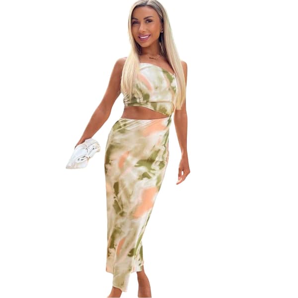 AX Paris Dam/Kvinnor Marmor Polyester Asymmetrisk Cut Out Midi Multicoloured 16 UK