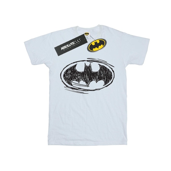 DC Comics Dam/Kvinnor Batman Sketch Logo Bomull Boyfriend T-Shirt S White L