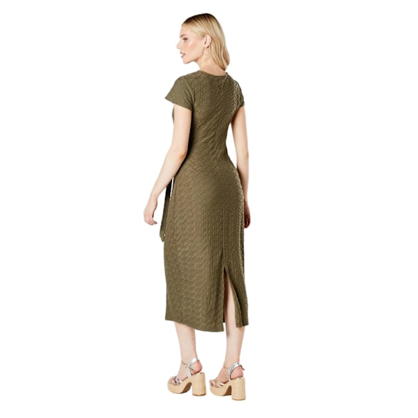 Principles Dam/Dam Textured Jersey Midiklänning med Midja 1 Olive 18 UK