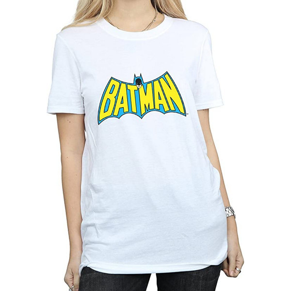 Batman dam/dam retro logotyp bomull pojkvän T-shirt S Whit White S