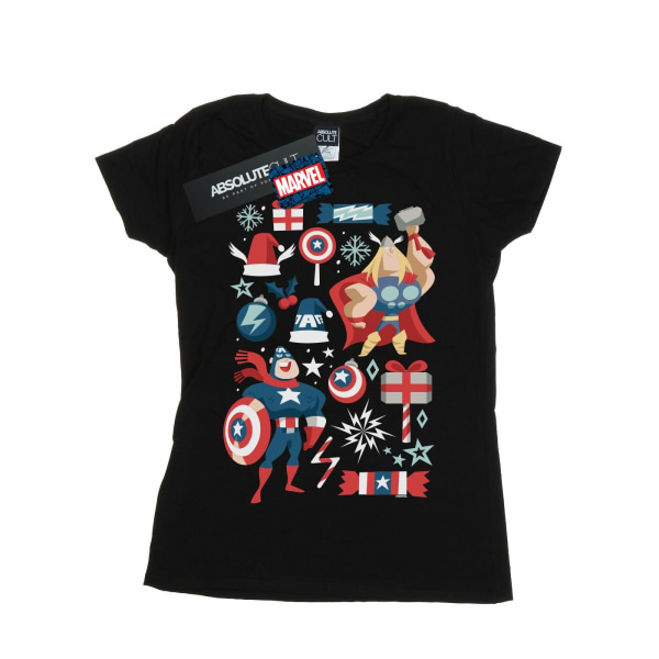 Marvel Womens/Ladies Thor och Captain America Christmas Day Cot Black XL
