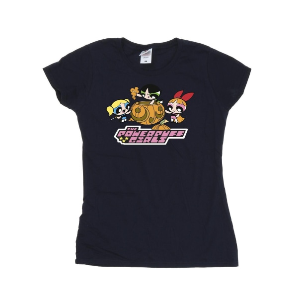 Powerpuff Girls Dam/Ladie Girls Pumpkin Cotton T-shirt Navy Blue XXL