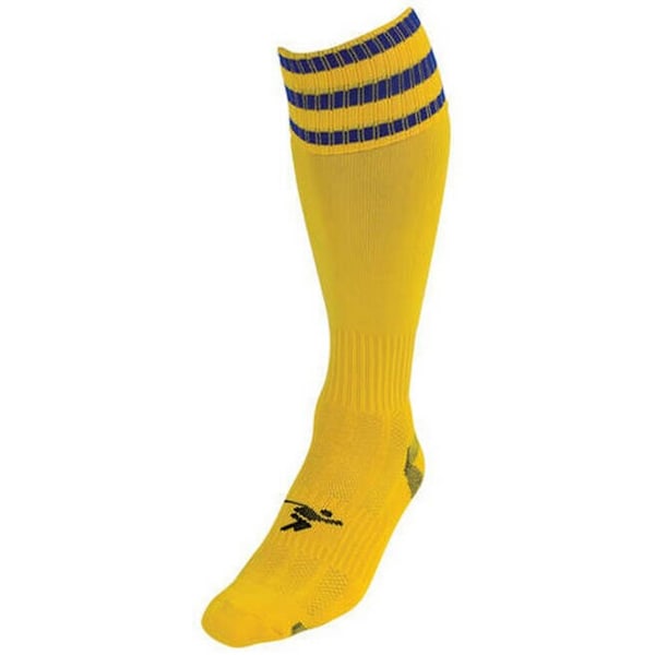 Precision Barn/Barn 3 Ränder Pro Fotbollsstrumpor 12 UK Barn Yellow/Royal Blue 12 UK Child-2 UK