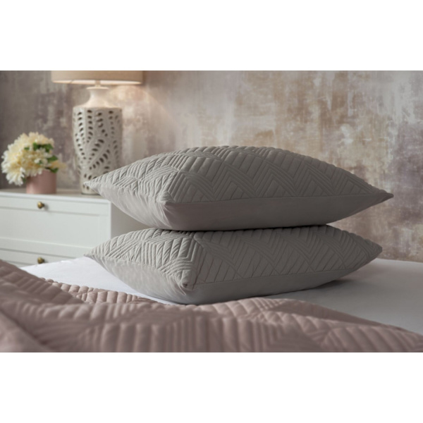 Belledorm Lissabon Chevron Kontinental Kuddfodral 65cm x 65cm Mjuk Soft Grey 65cm x 65cm