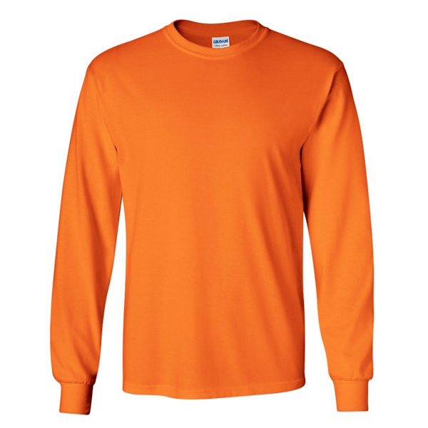 Gildan Herr Enfärgad Rundhalsad Ultra Cotton Långärmad T-shirt S Safety Orange S
