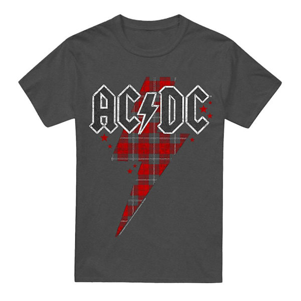 AC/DC Unisex Vuxen Plaid Bolt T-Shirt M Kolgrå Charcoal M