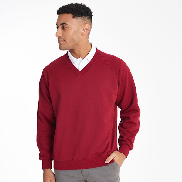 Maddins Mens Coloursure V-Neck Sweatshirt M Röd Red M