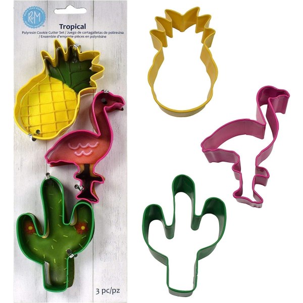 Anniversary House Tropical Poly-Resin Coated Cookie Cutter (Pac Yellow/Pink/Green One Size