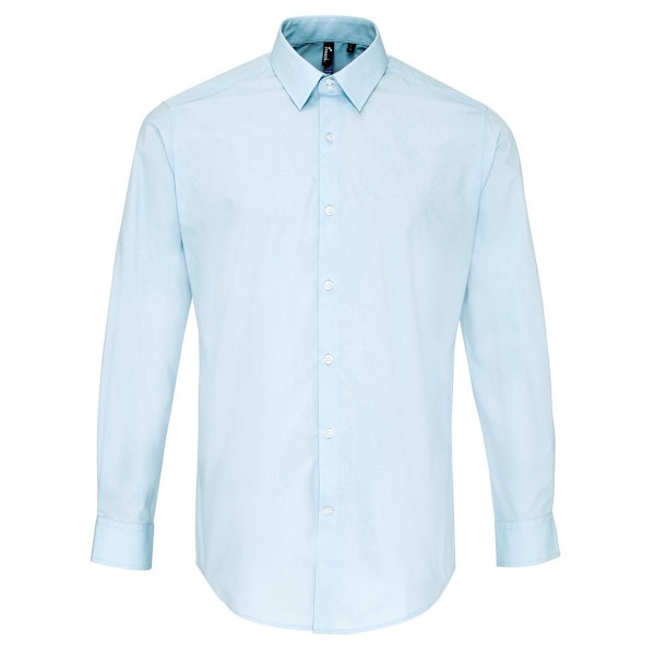 Premier Mens Supreme Poplin formell skjorta 16in ljusblå Light Blue 16in