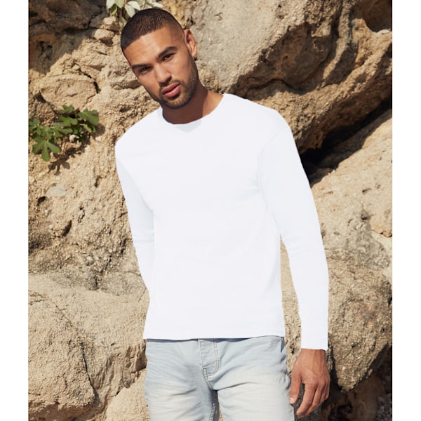 Fruit Of The Loom Original långärmad T-shirt M Vit White M